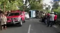 Dari hasil olah TKP, petugas menyimpulkan kecelakaan disebabkan rem bus yang blong.