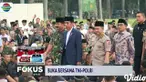 Presiden Jokowi Jokowi dan Ibu Negara Iriana Joko Widodo menghadiri acara buka puasa bersama yang digelar keluarga besar TNI-Polri di Monas, Jakarta Pusat, Kamis petang.