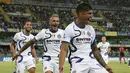 Joaquin Correa. Striker berusia 27 tahun yang baru saja didatangkan Inter Milan dari Lazio dengan status pinjaman ini telah mencetak 2 gol. Kedua gol dicetak saat debutnya pada pekan kedua melawan tuan rumah Hellas Verona yang berakhir 3-1 untuk Nerazzurri. (Foto: LaPresse via AP/Paola Garbuio)