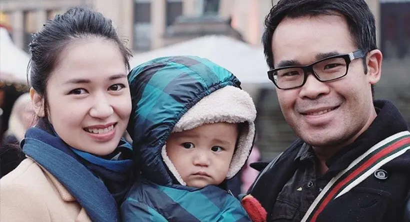 Laura Basuki bersama suami, Leo Sanjaya dan putranya, Owen Sanjaya. (Instagram)