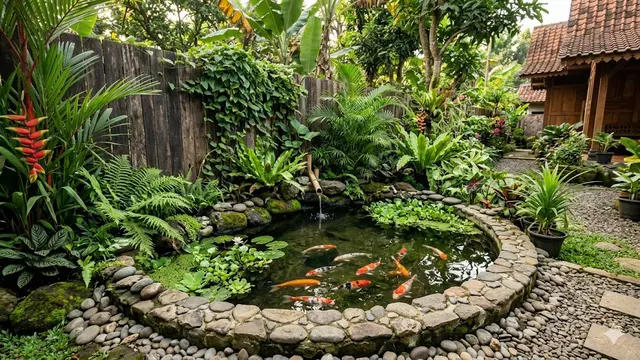 Ide Kolam Kecil di Sudut Halaman Dekat Pagar