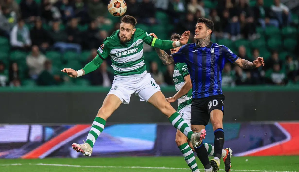Atalanta baru bisa menyamakan kedudukan lewat aksi Gianluca Scamacca di menit ke-39. (PATRICIA DE MELO MOREIRA/AFP)