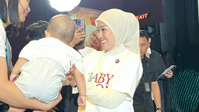 Fanny Kondoh dalam Press Conference Trailer Baby Udon di Senayan pada Senin, (3/8/2026). (Liputan6.com/Afradhiya N. R)