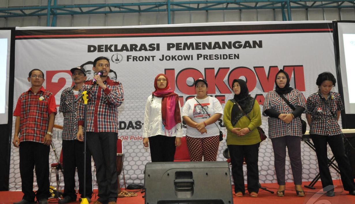 Front Jokowi Presiden (FJP) menyatakan kesiapannya memenangkan Jokowi yang berpasangan dengan Jusuf Kalla dalam Pemilu Presiden (Pilpres) 2014, Jakarta, Kamis (12/6/2014) (Liputan6.com/Panji Diksana)