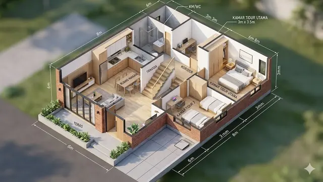 Denah Rumah Minimalis Dua Kamar