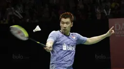 Ganda putra Indonesia, Marcus Gideon, saat melawan wakil India, Satwiksairaj Rankireddy/Chirag Shetty pada laga Indonesia Masters 2018 di Istora Senayan, Sabtu (27/1/2018). Kevin /Marcus menang 21-14, 21-11. (Bola.com/M Iqbal Ichsan)
