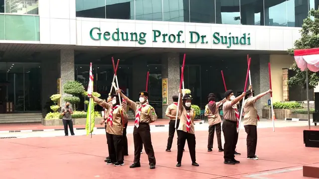 upacara hari ulang tahun Saka Bakti Husada (SBH) ke-37 di gedung Kementerian Kesehatan, Jakarta Selatan, Rabu (20/7/2022). (Foto: Liputan6.com/Ade Nasihudin).