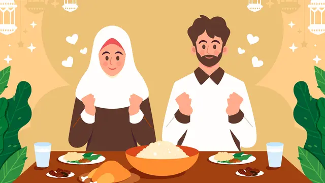 Ilustrasi buka puasa, sahur, Islami