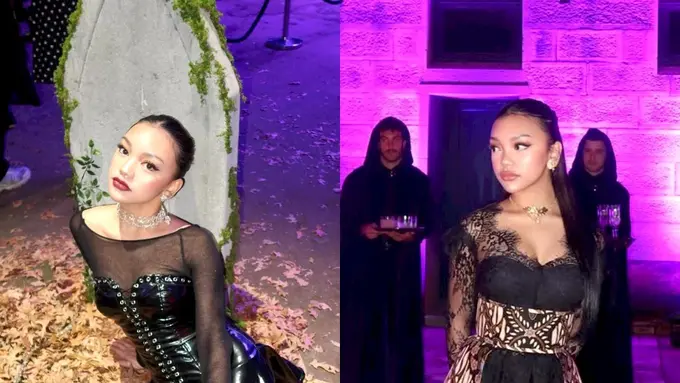 Gaya Gothic Naura Ayu di Premiere Wednesday Season 2 di Sydney, dari Latex Gown Glamor hingga Sentuhan Wastra