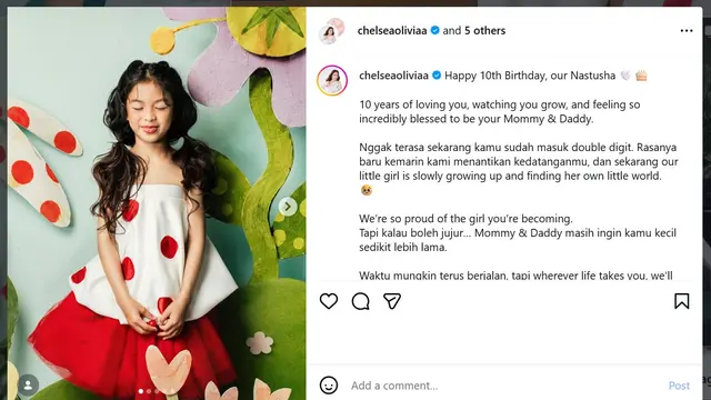 Anak Chelsea Olivia ulang tahun (instagram.com/chelseaoliviaa)