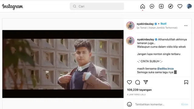 Unggahan Syakir Daulay. (Foto: Dok. Instagram @syakirdaulay)