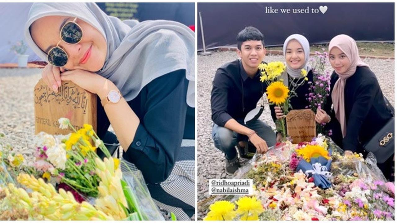 6 Momen Nabila Ishma Ziarah ke Makam Mendiang Eril, Sudah Bisa Tersenyum