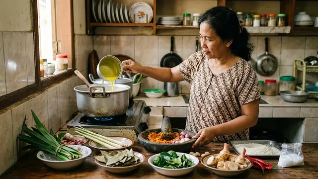 Membuat Nasi Kuning Pincuk