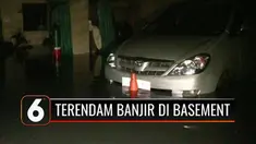 Hujan deras membuat sebuah basement perkantoran di kawasan Blok M banjir, sejumlah kendaraan yang terparkir terendam air setinggi 50 cm. Listrik padam, mesin penyedot air tak berfungsi.