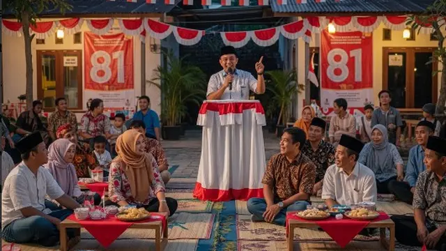 Teks Sambutan Ketua RT Malam Tirakatan 17 Agustus yang Lucu, Santai dan Tidak Bikin Ngantuk  Foto: AI Generated