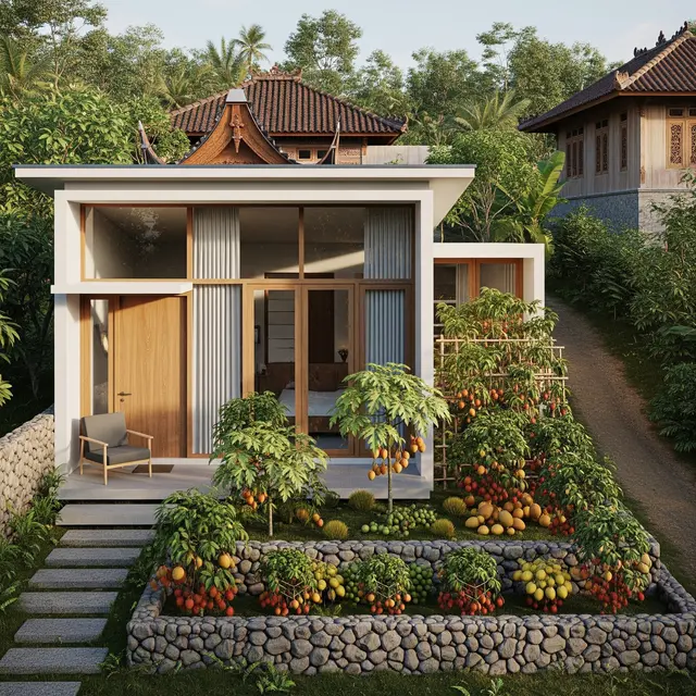 Rumah Minimalis di Desa Ukuran 5x8 dengan Kebun Buah Vertikal