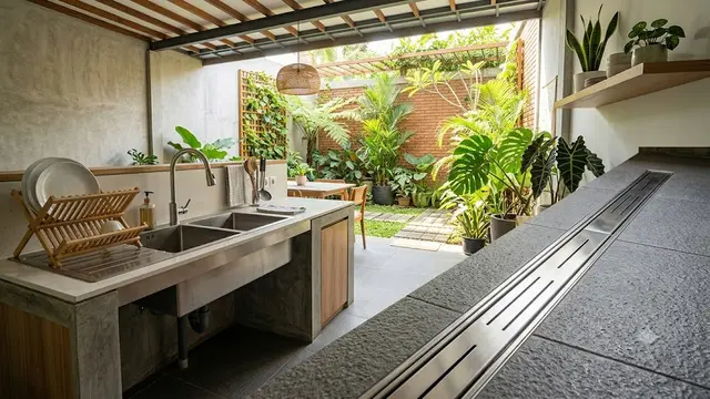Model Saluran Air untuk Dapur Semi Outdoor agar Cepat Kering