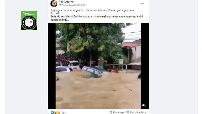 Cek Fakta Liputan6.com menelusuri klaim tidak ada stasiun Tv yang memberitakan banjir Jawa Barat