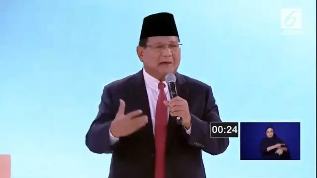 Calon Presiden nomor urut 02 Prabowo Subianto dalam debat kedua capres 2019.