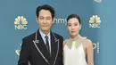 Lee Jung-Jae (kiri) dan Lim Se Ryung menghadiri Primetime Emmy Awards ke-74 di Microsoft Theater di Los Angeles pada Senin, 12 September 2022. Kekasih Lee Jung Jae bukan dari kalangan selebritis tapi salah satu sosok pebisnis top di Korea Selatan. (Photo by Richard Shotwell/Invision/AP)