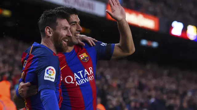 Barcelona Lionel Messi dan Luis Suarez