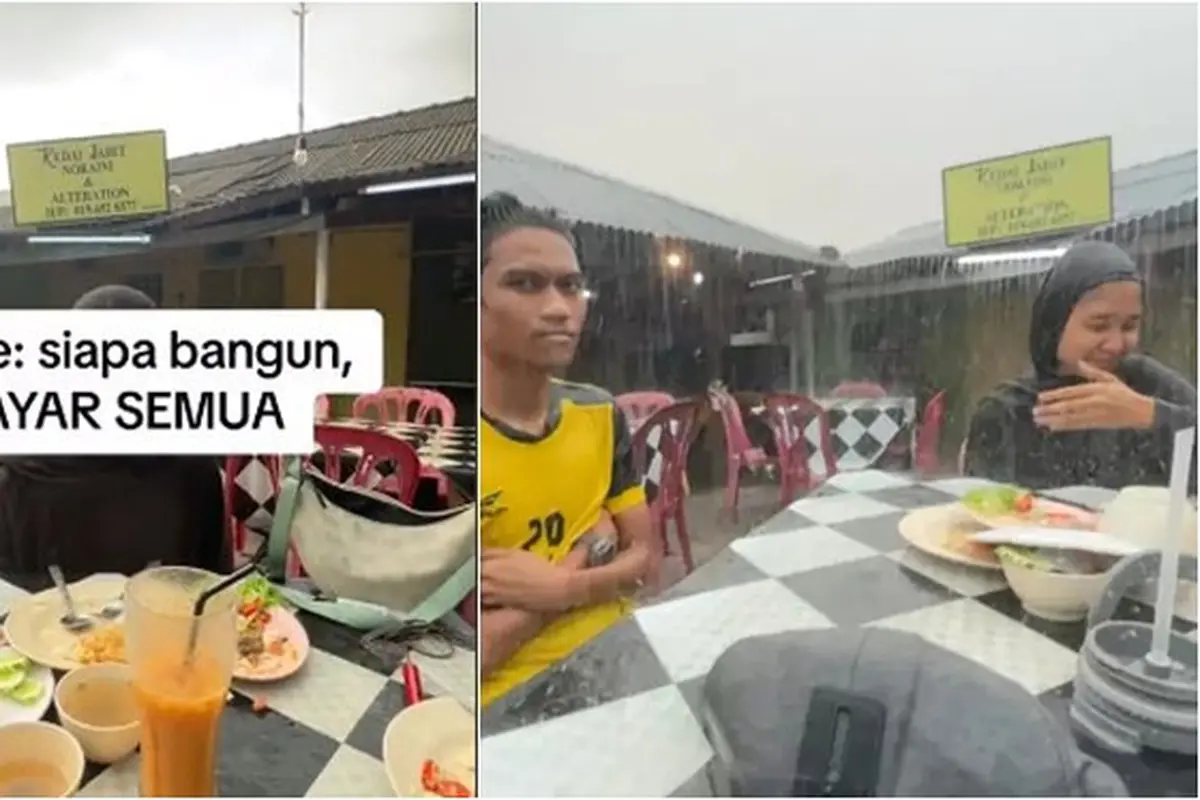 Momen Kocak Sahabat Ajak Taruhan saat Hujan Ini Endingnya Enggak Disangka