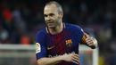 6. Andres Iniesta (29,6 juta dolar) - Iniesta memperoleh 29,6 juta dolar berdasarkan 26,6 juta dolar dari gaji dan bonus serta 3 juta dolar dari pendapatan iklan. (AFP/Pau Barrena)