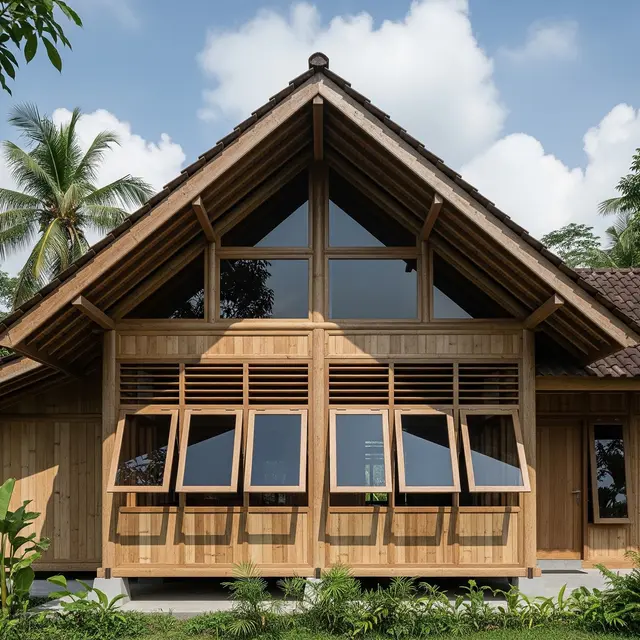 Rumah Sederhana Atap Tinggi dengan Ventilasi Silang