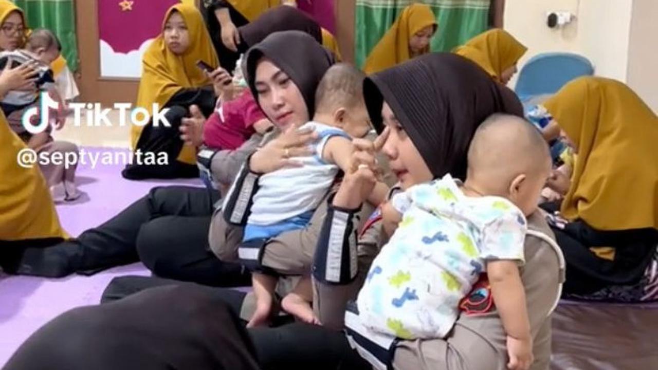 Viral momen polwan kunjungi panti asuhan balita di Semarang, penuh haru.