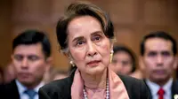 Kanselir Negara Myanmar Aung San Suu Kyi di Sidang PBB. Dok: AFP