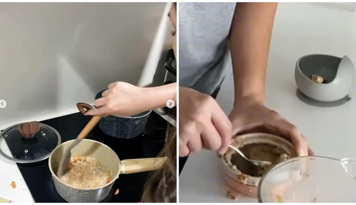 Tak hanya menemani Mila menyuapi Kyarra, Yakup Hasibuan juga menemani Jessica Mila masak makanan MPASI pertama Kyarra. Bahkan terlihat Yakup Hasibuan menyaring dan menghaluskan makanan Kyarra agar mudah dimakan. Kyarra sudah berusia 6 bulan, netizen dan sederet rekan selebriti tak menyangka jika cucu Otto Hasibuah ini sudah semakin tumbuh besar. (Liputan6.com/IG/jscmila)