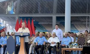 Presiden Prabowo Subianto mengadiri Puncak PENAS Petani dan Nelayan XVII di Sport Center Limboto, Kabupaten Gorontalo, Rabu (24/6/2026). (Liputan6.com/Lizsa Egaham)