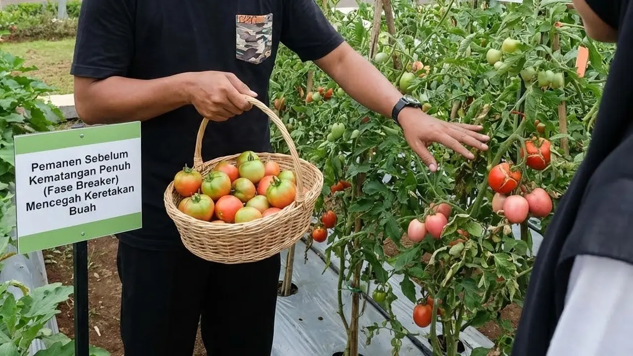 Pemanen Tomat Sebelum Kematangan Penuh (Gemini AI)