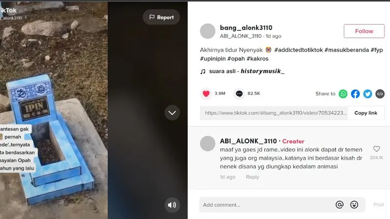 Viral Video Makam Upin Ipin Asli di TikTok
