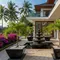 6 Desain Teras Rumah Mewah dengan Aksen Palem Mini dan Air Mancur, Minimalis dan Modern