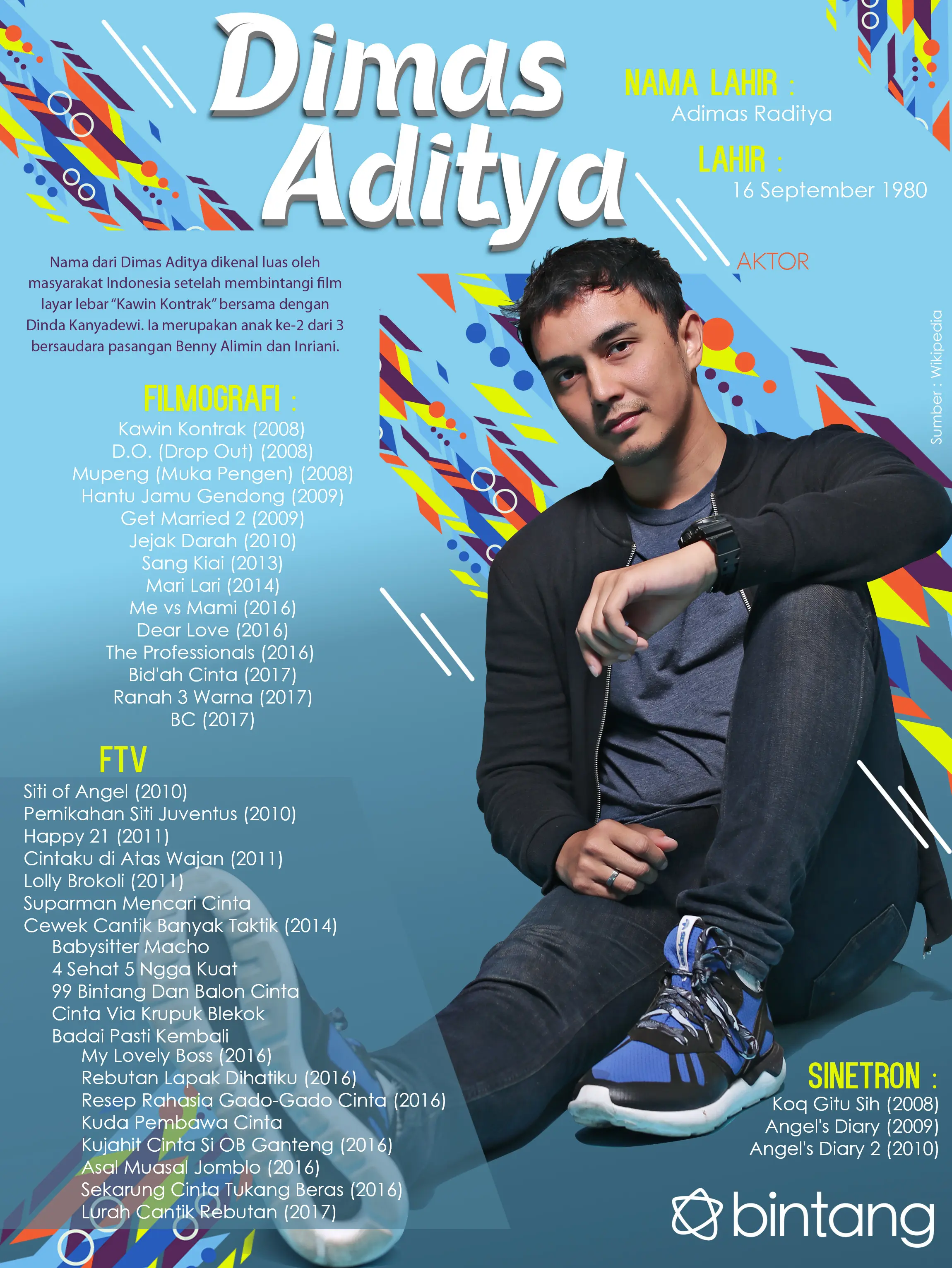 Celeb Bio Dimas Aditya (Fotografer: Bambang E. Ros, Wardrobe: @kanagoods, Styled by: Indah Wulansari, Desain: Nurman Abdul Hakim/Bintang.com)​