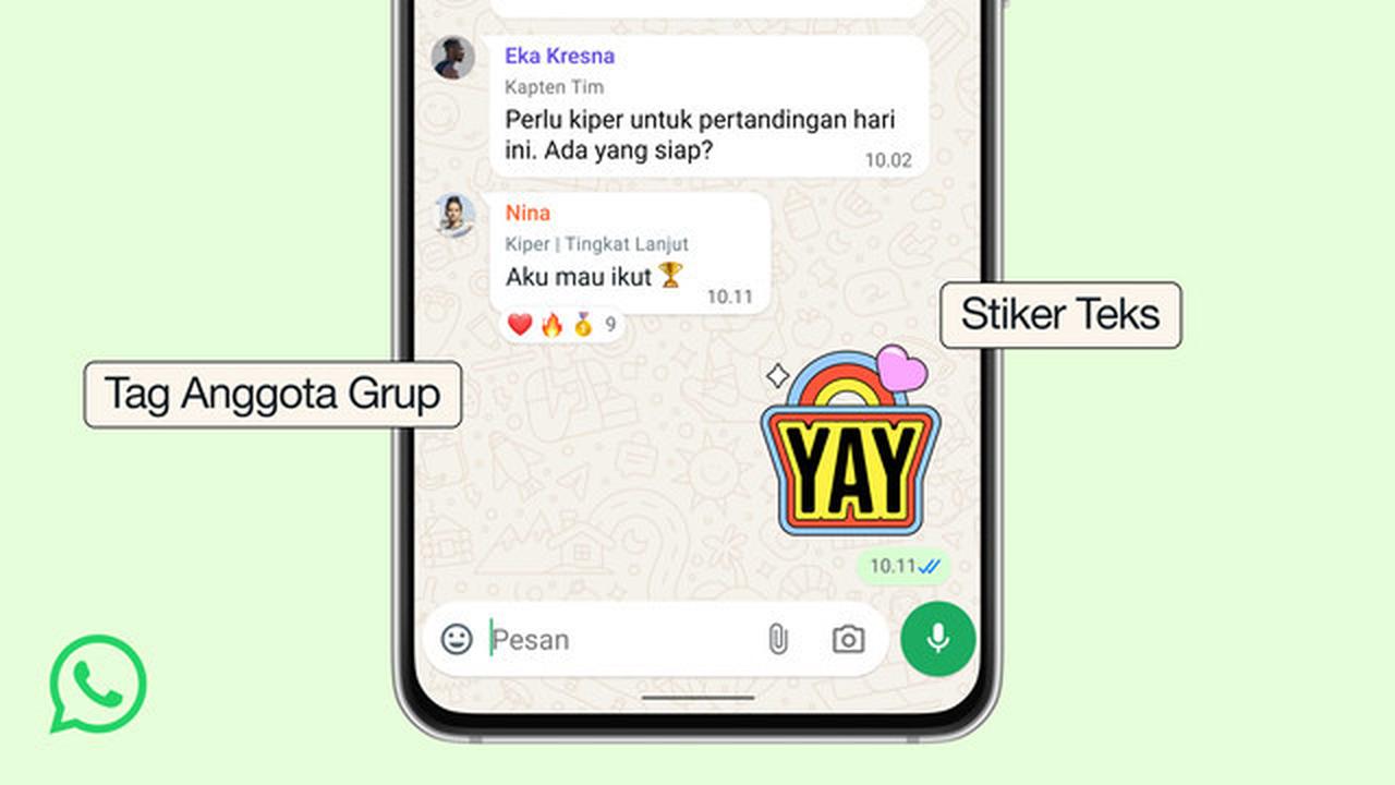 WhatsApp Tambah Fitur Grup Chat: Stiker Teks, Tag Anggota, hingga Reminder Acara