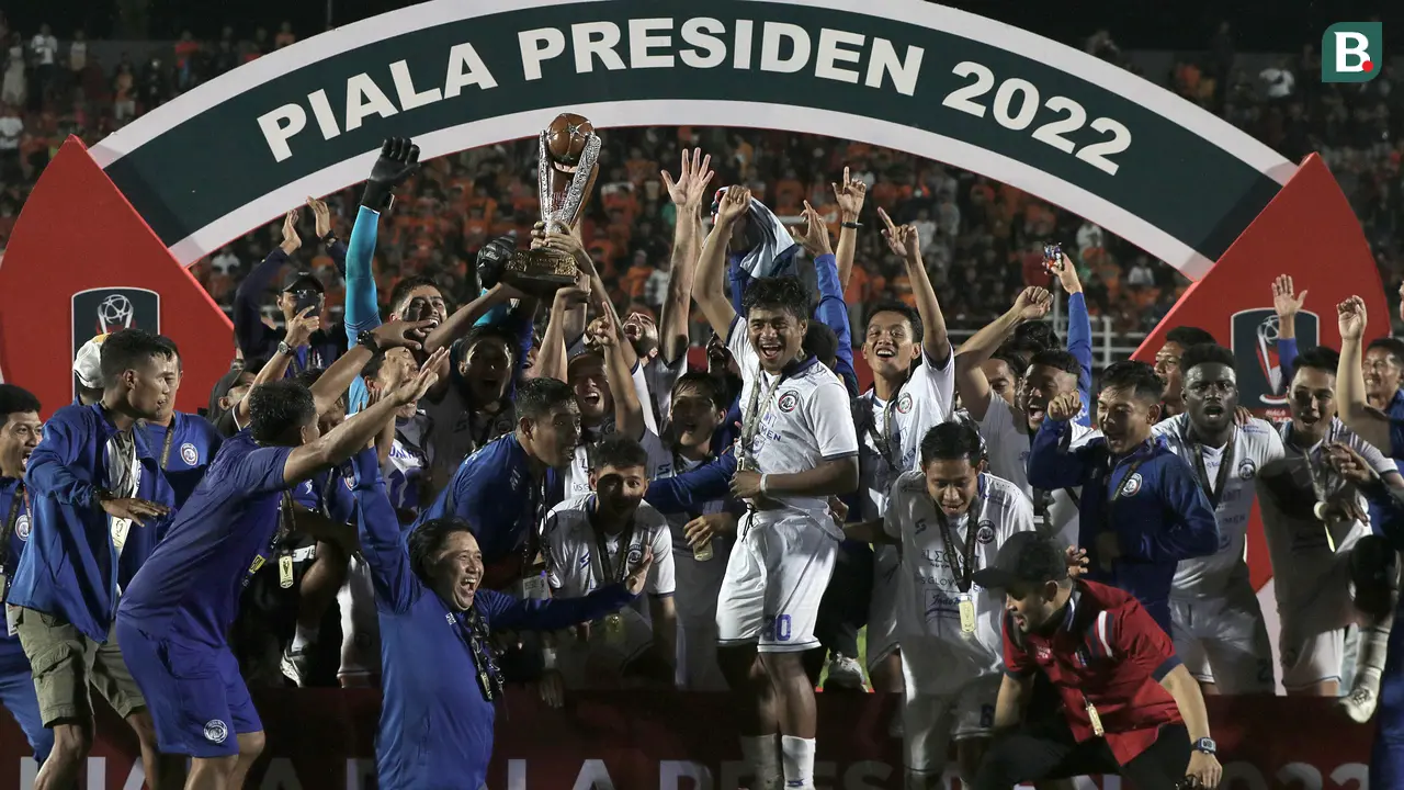 Foto: Luapan Kegembiraan Pemain Arema FC usai Jadi Juara Piala Presiden 2022