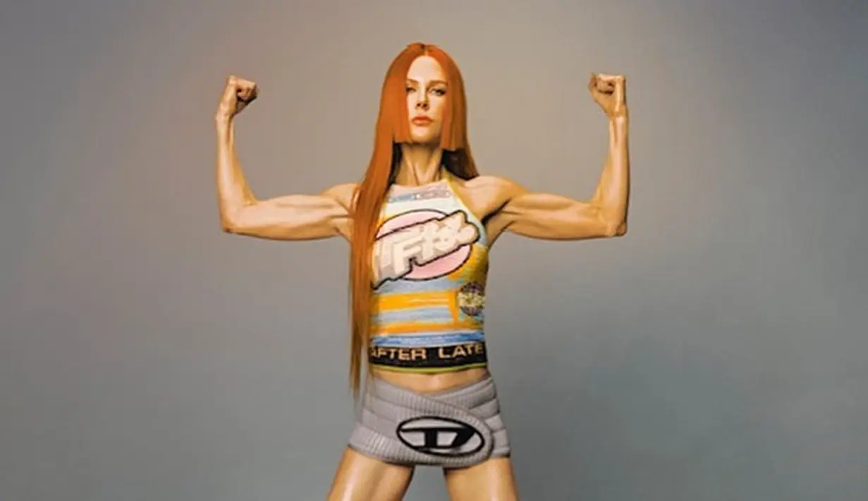 Mengenakan gym belt dan atasan tanpa lengan, serta sepatu heels berujung lancip, memberikan kesan fit yang menjanjikan. (Foto: Instagram/ ThePerfectMagazine)