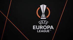 Logo Liga Europa dipajang sebelum pengundian play-off babak gugur turnamen sepak bola Liga Europa UEFA 2024-2025 di House of European Football di Nyon, pada 31 Januari 2025. (Fabrice COFFRINI/AFP)
