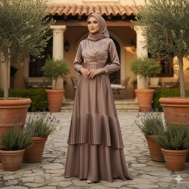 Model Gamis Bahan Satin Terbaru