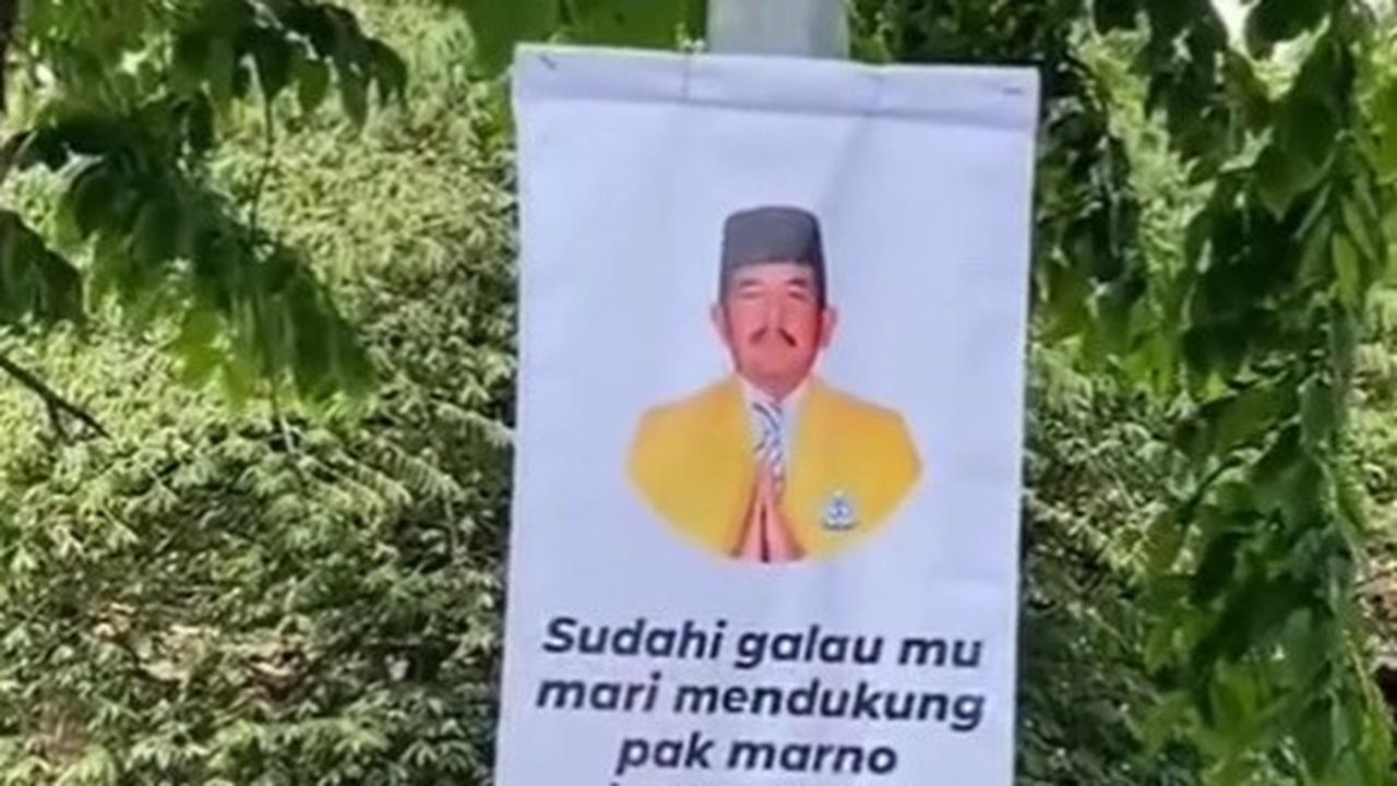 Quotes galau digunakan salah seorang caleg Sragen bernama Marno untuk meraup suara. Baliho berisi kalimat promosi ala anak muda masa kini ini tersebar di perempatan jalan wilayah dapilnya.