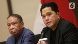 Erick Thohir mengatakan bahwa keputusan pemecatan Shin Tae-yong telah melalui pertimbangan yang panjang. (Liputan6.com/Helmi Fithriansyah)