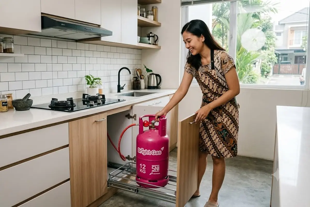 Model Dapur dengan Rak Gas Tarik Minimalis