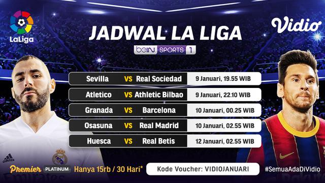 Jadwal Liga Spanyol pekan ke-18 di Vidio
