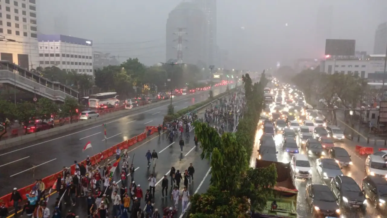 Kondisi pantauan Demo di depan Gedung DPR/MPR RI.