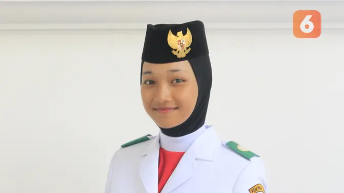 Indrian Puspita Rahmadhani adalah Paskibraka 2019 tingkat nasional dari Provinsi DI Aceh yang dipanggil kembali ke Jakarta untuk melaksanakan tugasnya pada perayaan HUT ke-75 RI di Istana Merdeka, 17 Agustus 2020 (Foto: Aditya Eka Prawira/Diary Paskibraka )