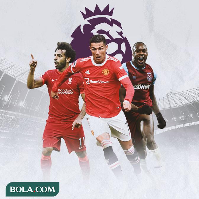 Premier League - Mohamed Salah, Cristiano Ronaldo, Michail Antonio (Bola.com/Adreanus Titus)
