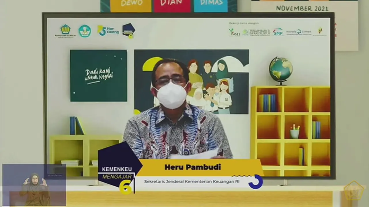 Sekretaris Jenderal Kementerian Keuangan Heru Pambudi dalam Hari Mengajar Kemenkeu Mengajar 6, Selasa (9/11/2021).