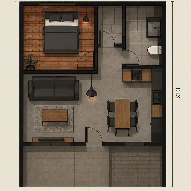 Inspirasi Denah Rumah Ukuran 6x10 Minimalis untuk Lahan Sempit (Image by ChatGPT)